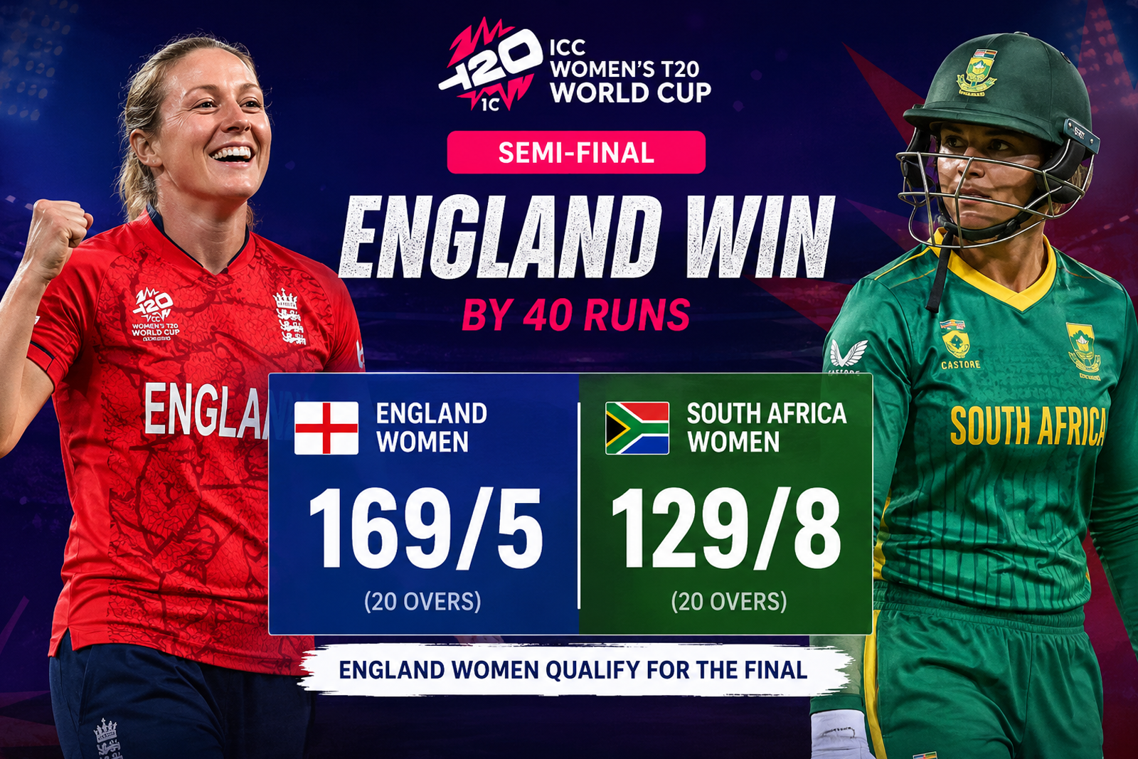 England Storm Into Women’s T20 World Cup Final with Commanding 40-Run Win Over South Africa
